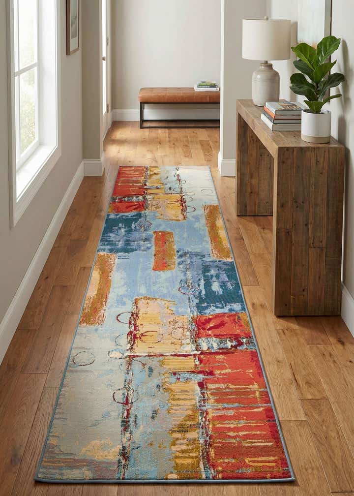 2' 7 x 11' Easy-Clean Modern Indoor / Outdoor Runner Rug