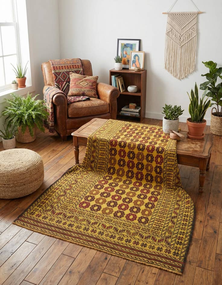 Detail image of 4' x 6' 5  Hand Woven Kilim Afghan Wool Rug