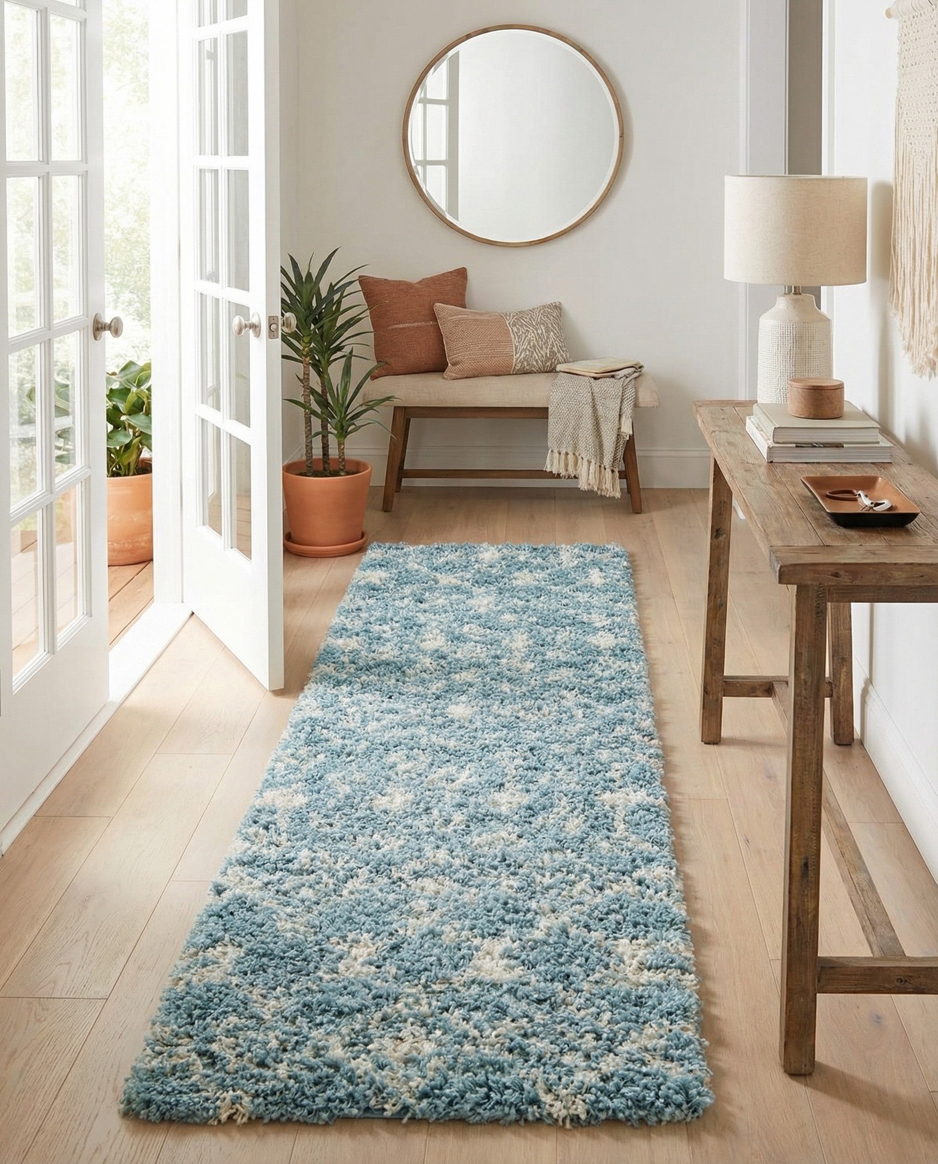  2' x 7' Moroccan Trellis Shag Runner Rug