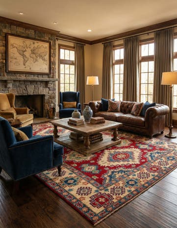 6' 7 x 9' 9 Hand Knotted Kazak Rug