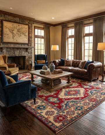 6' 7 x 9' 9 Hand Knotted Kazak Rug