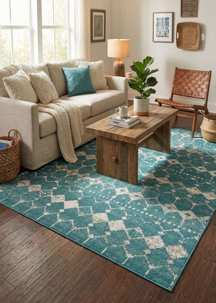 4' x 6' Easy-Clean Trellis Indoor / Outdoor Rug