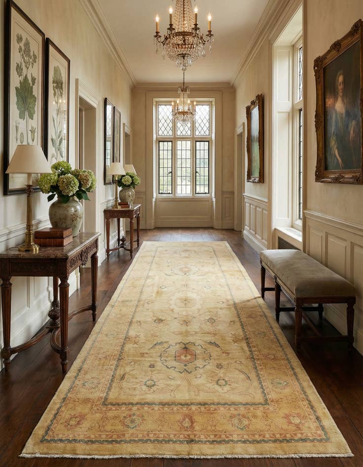 Detail image of  6' 8 x 12' 8  Hand Knotted Meshkabad Persian Wool Runner Rug