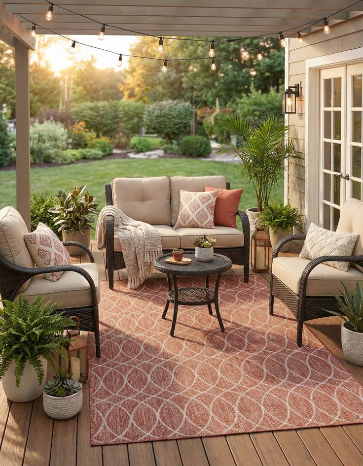 Detail image of 5' 3 x 8'  Washable Trellis Indoor / Outdoor Rug