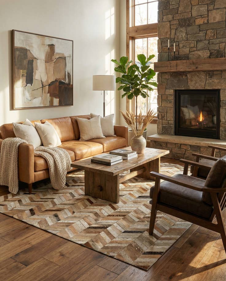 Detail image of 5' 1 x 8' 1 Cowhide - Patchwork Rug