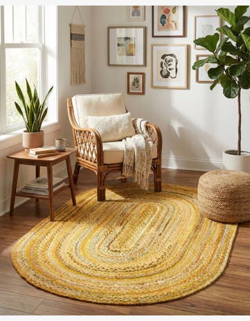 5' 1 x 8' Handmade Braided Chindi Oval Rug