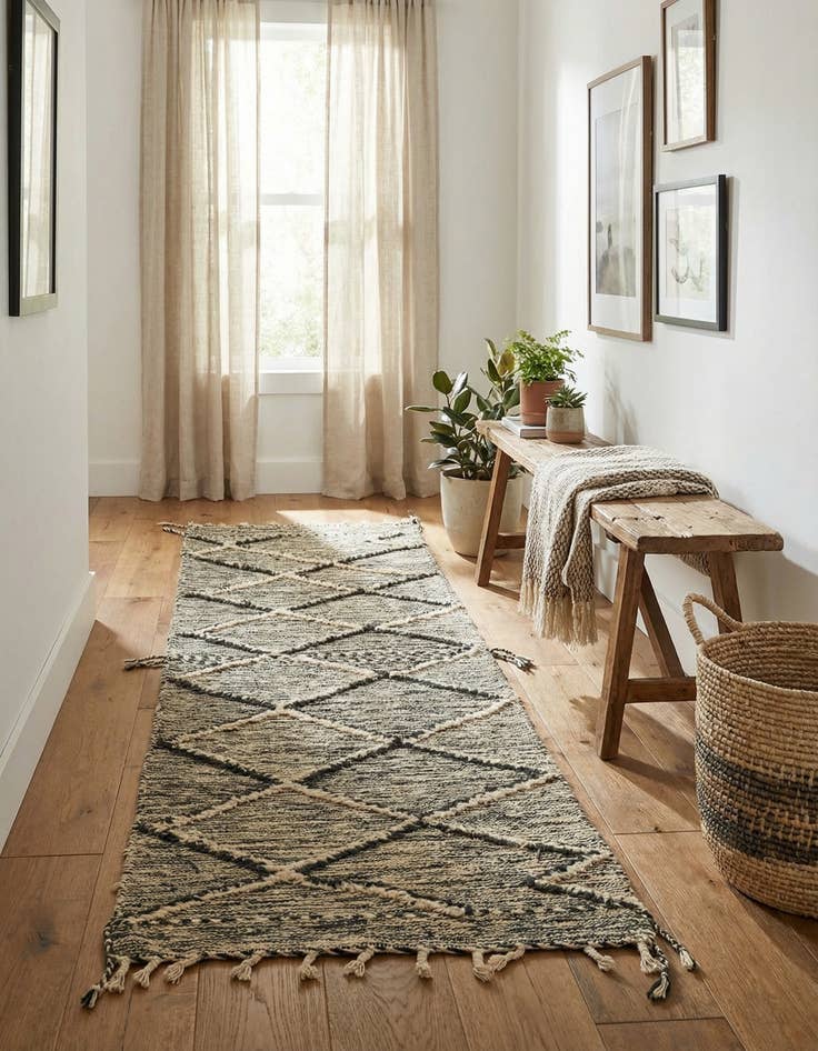 Detail image of 3' 4 x 10'  Hand Knotted Moroccan Wool Runner Rug