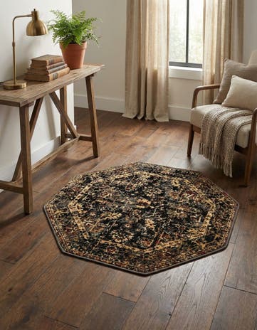 Black Saturn Octagon Rug
