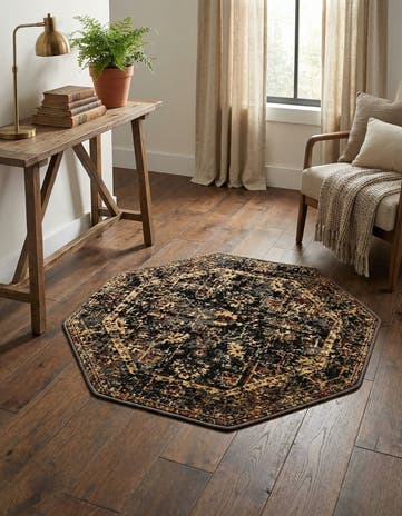 Black Saturn Octagon Rug