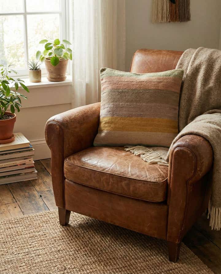 1' 6 x 1' 7 Hand Woven Pillow Wool Square Rug