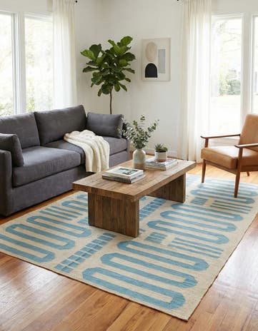 5' 2 x 6' 5 Hand Woven Kilim Modern Wool Rug