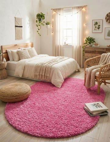 7' 10 x 10' Solid Shag Oval Rug