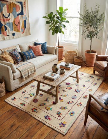 5' x 6' 8 Hand Woven Kilim Suzani Wool Rug