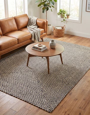 5' 1 x 8' Handmade Tweed Braided Jute Rug