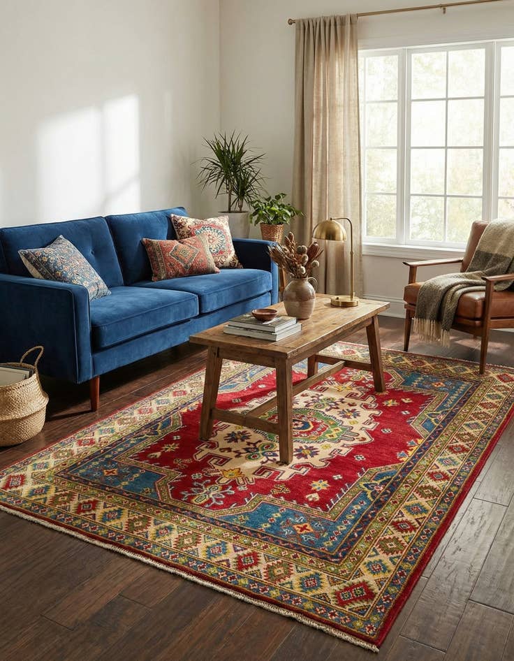 Detail image of 4' 2 x 6' 4  Hand Knotted Kazak Rug