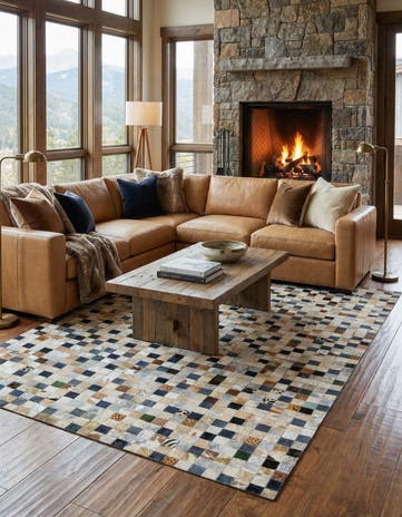 5' 1 x 8' Cowhide Leather Rug