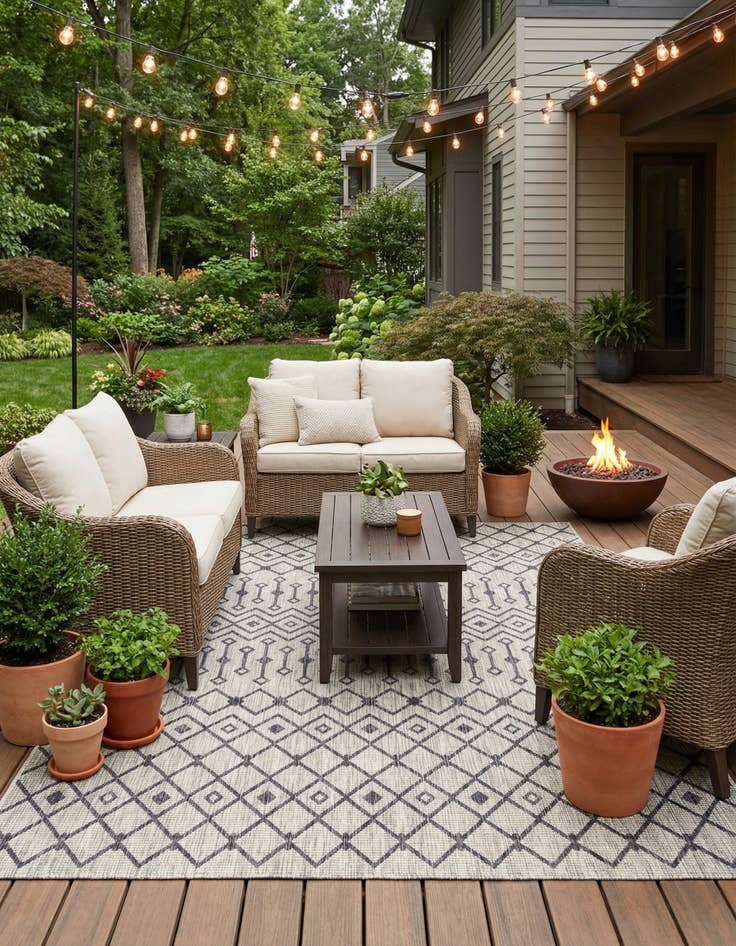 Detail image of 7' 10 x 11'  Washable Trellis Indoor / Outdoor Rug