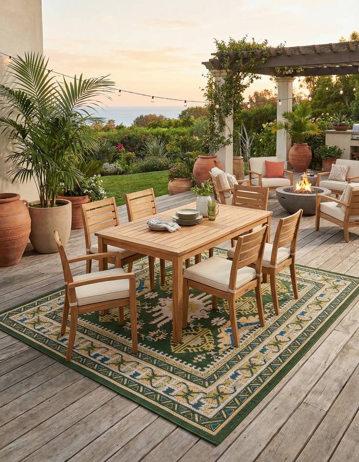 Detail image of 7' 10 x 7' 10  Washable Baja Indoor / Outdoor Square Rug