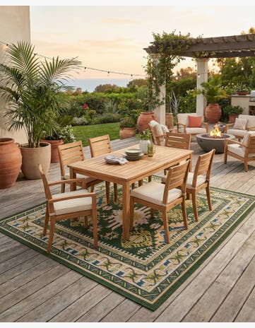 Green Easy-Clean Baja Indoor / Outdoor Square Rug
