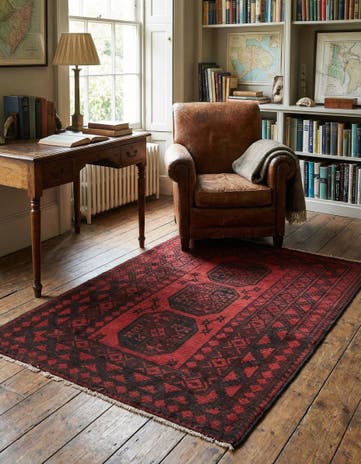3' 3 x 4' 9 Hand Knotted Afghan Akhche Wool Rug