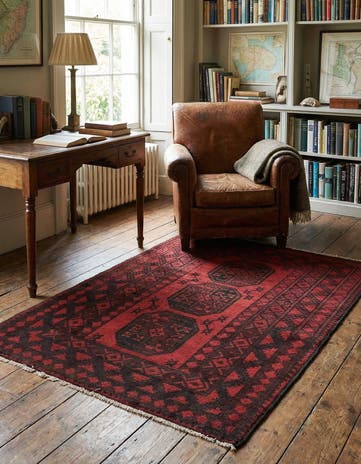 3' 3 x 4' 9 Hand Knotted Afghan Akhche Wool Rug