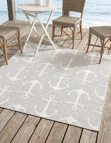 5' 3 x 5' 3 Easy-Clean Coastal Indoor / Outdoor Square Rug