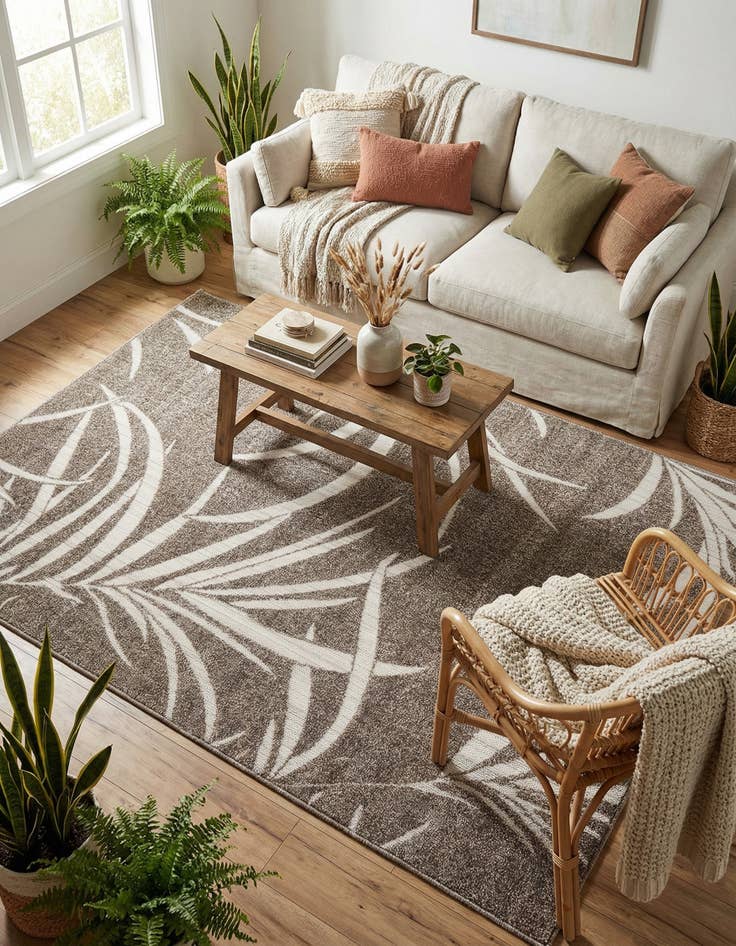 Detail image of 4' x 6'  Washable Botanical Indoor / Outdoor Rug