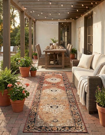 2' 7 x 12' Easy-Clean Traditional Indoor / Outdoor Runner Rug
