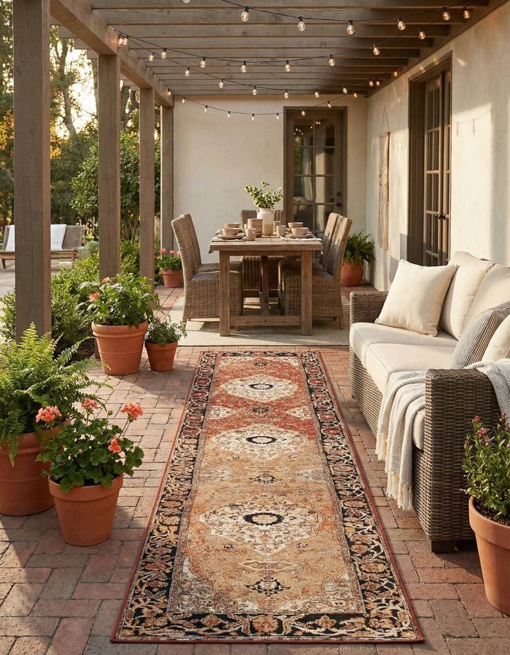 Detail image of 2' 7 x 12'  Washable Traditional Indoor / Outdoor Runner Rug