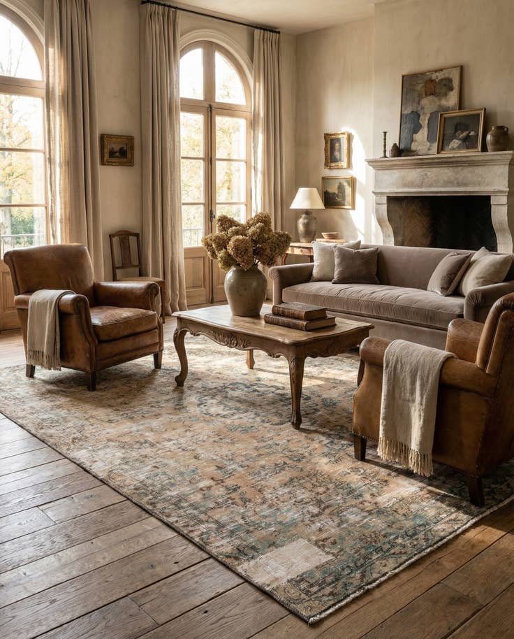 Detail image of 6' 3 x 9' 4 Hand Knotted Ultra Vintage Persian Wool Rug