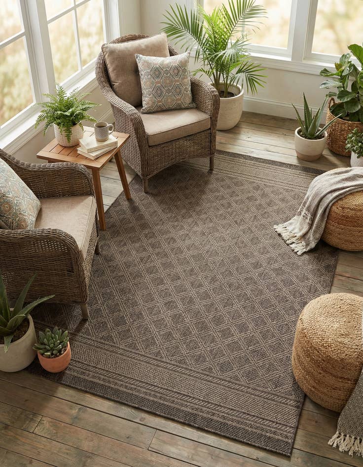 Detail image of 5' 1 x 8' Easy-Clean Trellis Indoor / Outdoor Rug