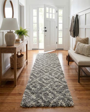  3' 3 x 16' 5 Lattice Shag Runner Rug