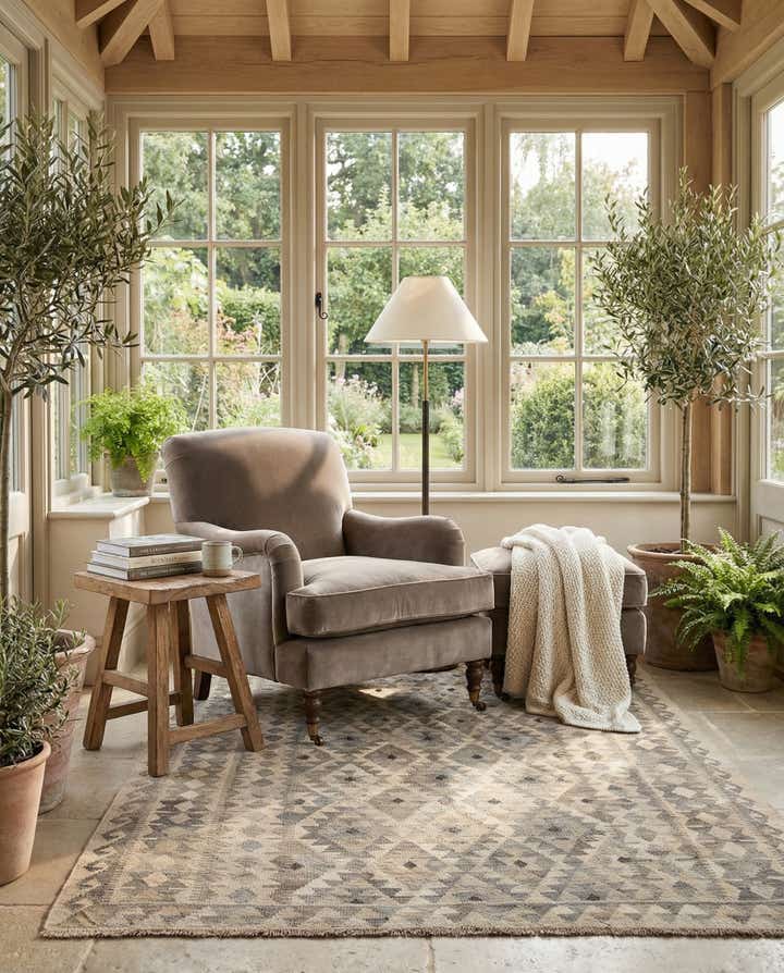 5' 11 x 7' 11 Hand Woven Kilim Maymana Wool Rug