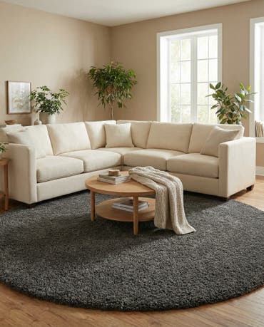  12' x 12' Solid Shag Round Rug