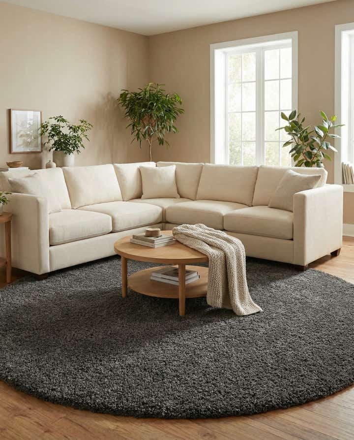 12' x 12' Solid Shag Round Rug