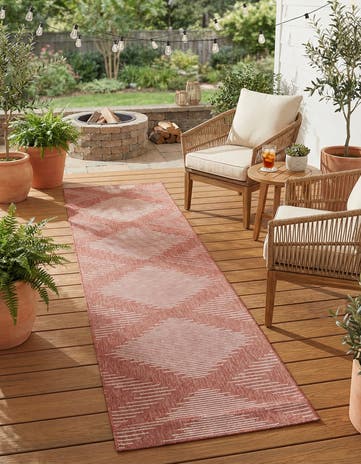 Rust Red Easy-Clean Modern Indoor / Outdoor Runner Rug