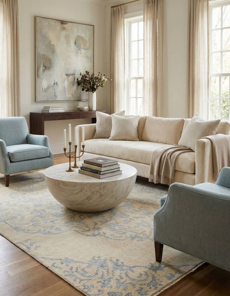 Detail image of 4' 10 x 8'  Hand Knotted Darya Rug