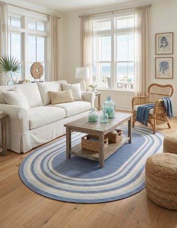 Blue Lotus Oval Rug