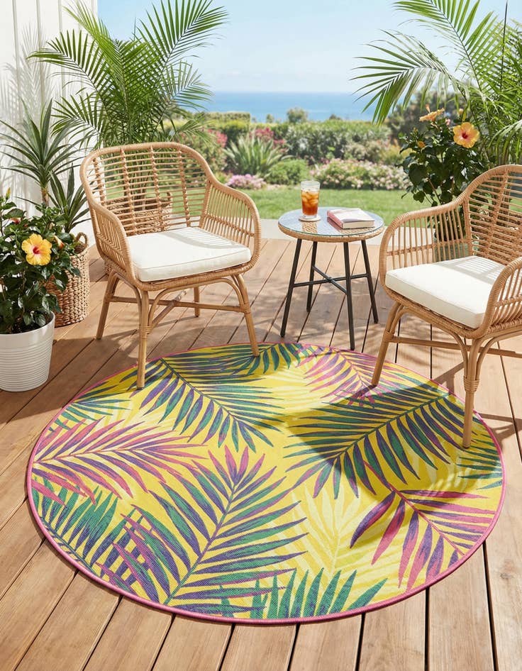 Detail image of  3' 3 x 3' 3  Washable Jill Zarin Caribbean Indoor / Outdoor Round Rug