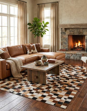 5' x 8' 1 Cowhide Leather Rug