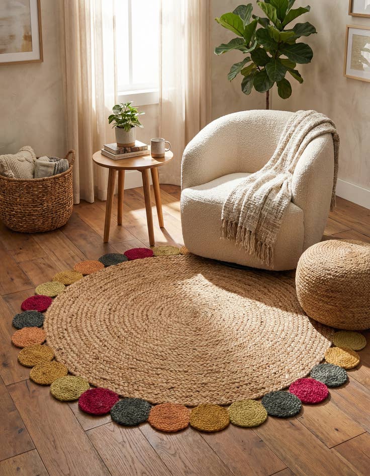 Detail image of 3' 3 x 3' 3  Hand Braided Jute Round Rug