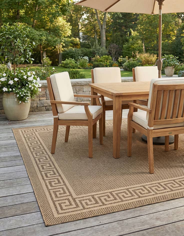 Detail image of  8' x 11' 4  Washable Border Indoor / Outdoor Rug