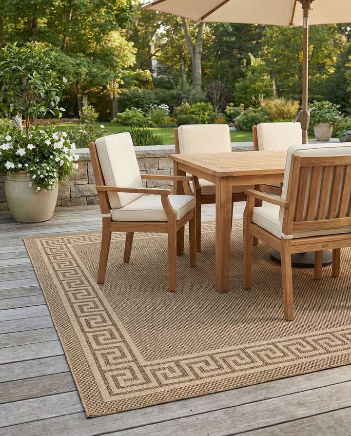 8' x 11' 4 Easy-Clean Border Indoor / Outdoor Rug