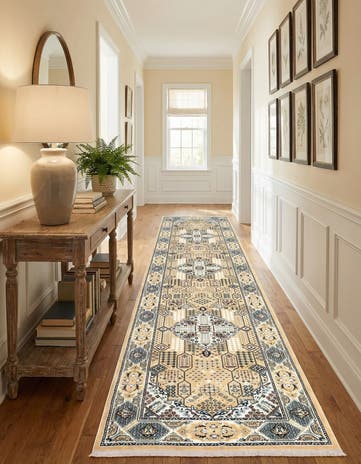 Beige Nain Design Runner Rug