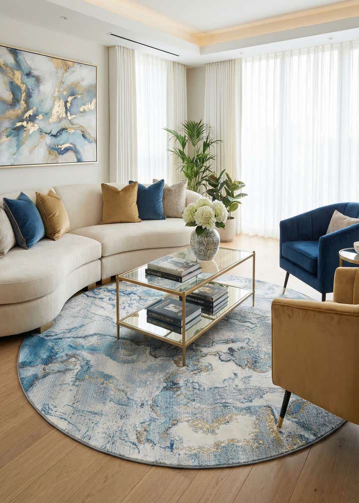 10' x 10' Easy-Clean Modern Indoor / Outdoor Round Rug