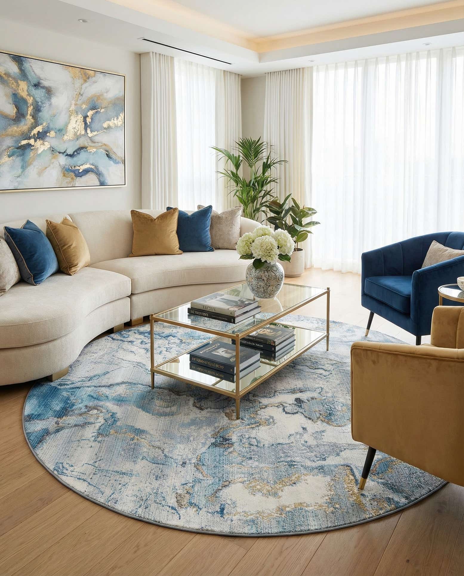 10' x 10' Easy-Clean Modern Indoor / Outdoor Round Rug