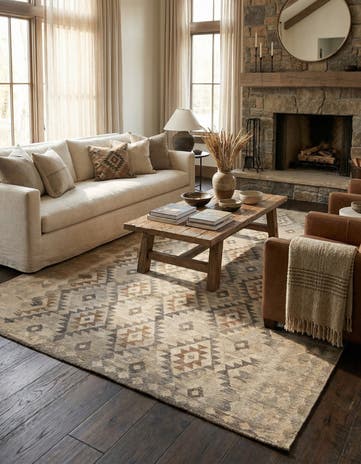 7' x 9' 11 Hand Woven Kilim Maymana Wool Rug