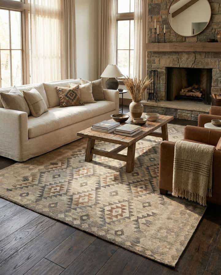 7' x 9' 11 Hand Woven Kilim Maymana Wool Rug