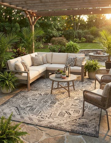 7' x 10' Easy-Clean Aztec Indoor / Outdoor Rug