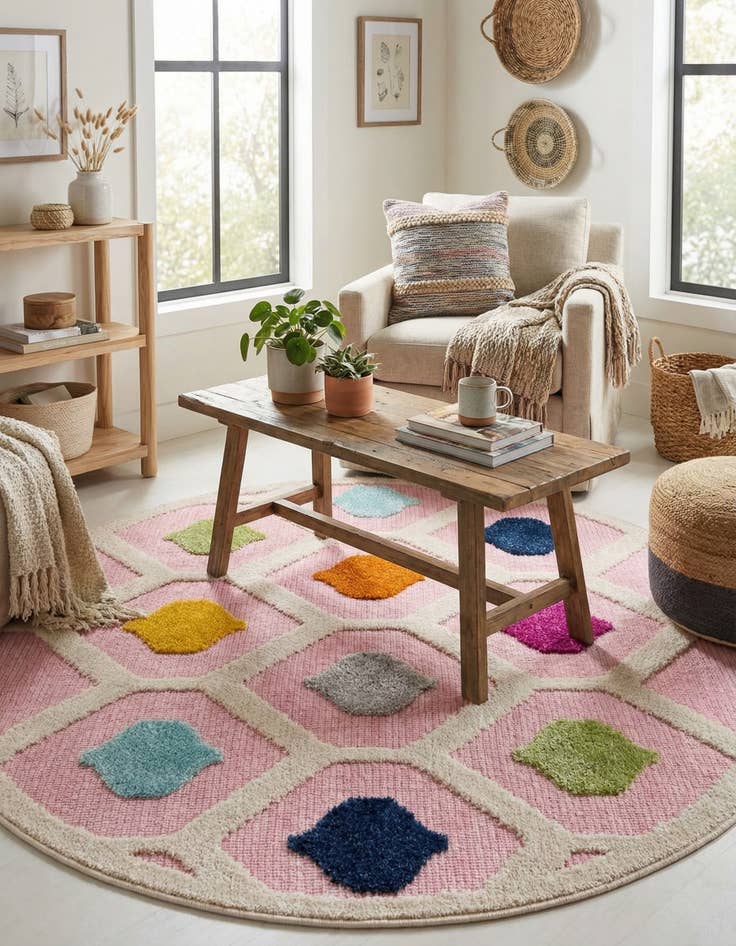 Detail image of 3' 3 x 3' 3  Washable Aruba Indoor / Outdoor Round Rug